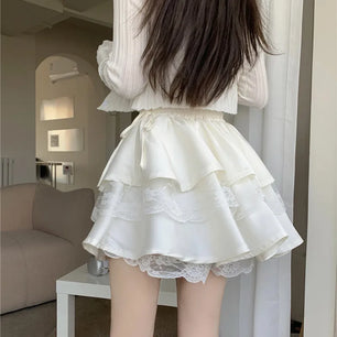 Women's Cotton Elastic Waist Pleated Pattern Casual Wear Skirt