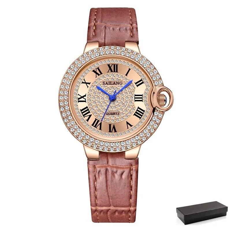 Women's Alloy Case Push Button Hidden Clasp Round Quartz Watch