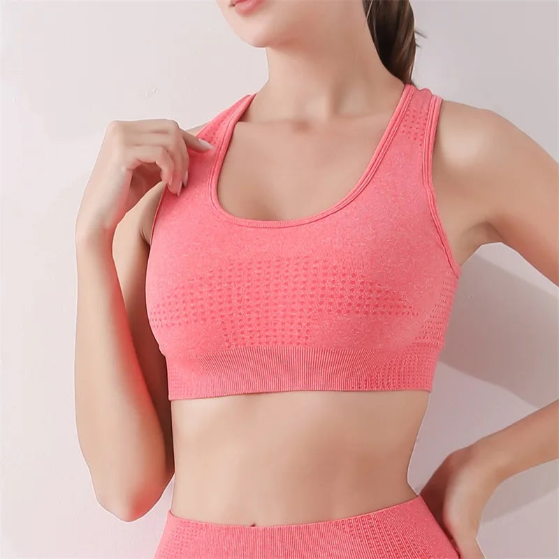 Women's Nylon Sleeveless Shockproof Fitness Yoga Workout Crop Top