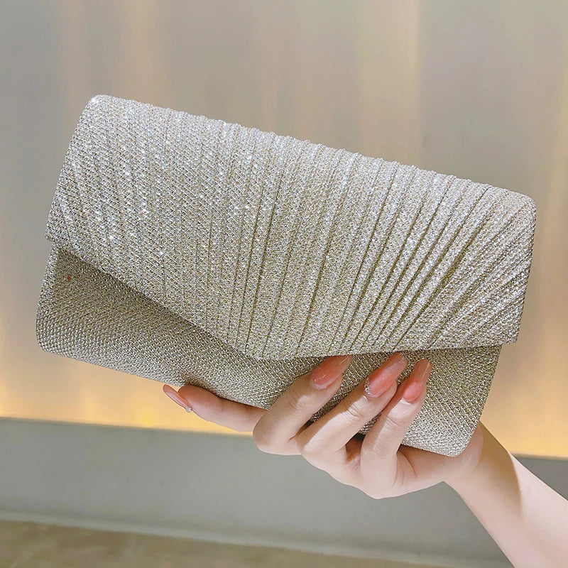 Women's Polyester Hasp Closure Sequined Classic Wedding Clutch