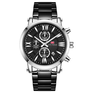 Men's Stainless Steel Round Shaped Waterproof Luxury Quartz Watch