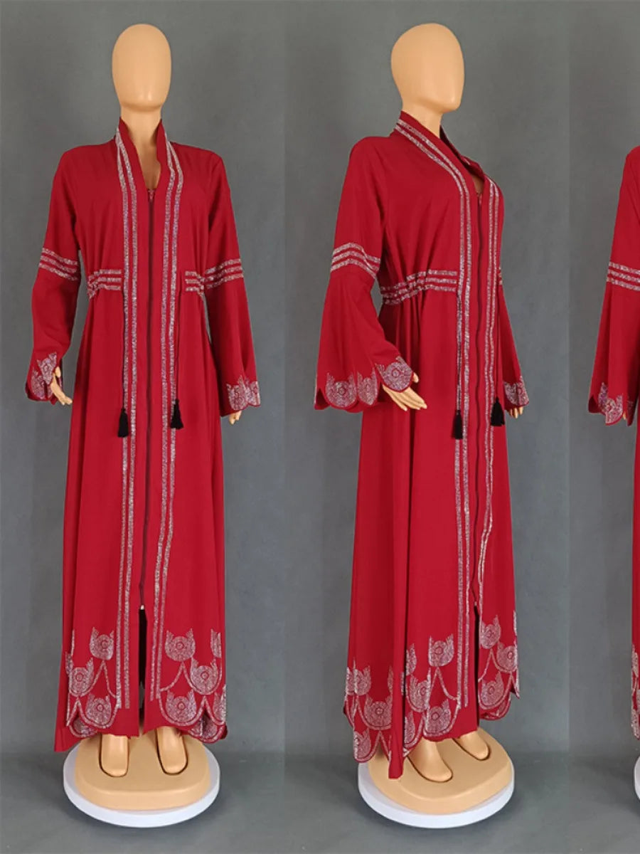 Women's Arabian Polyester Full Sleeves Embroidery Pattern Dress