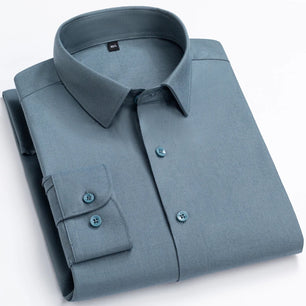 Men's Cotton Turndown Collar Long Sleeves Formal Wear Shirts