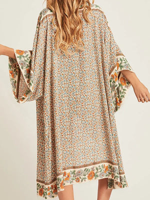 Women's Polyester Long Sleeves Printed Kaftan Beach Cover Up