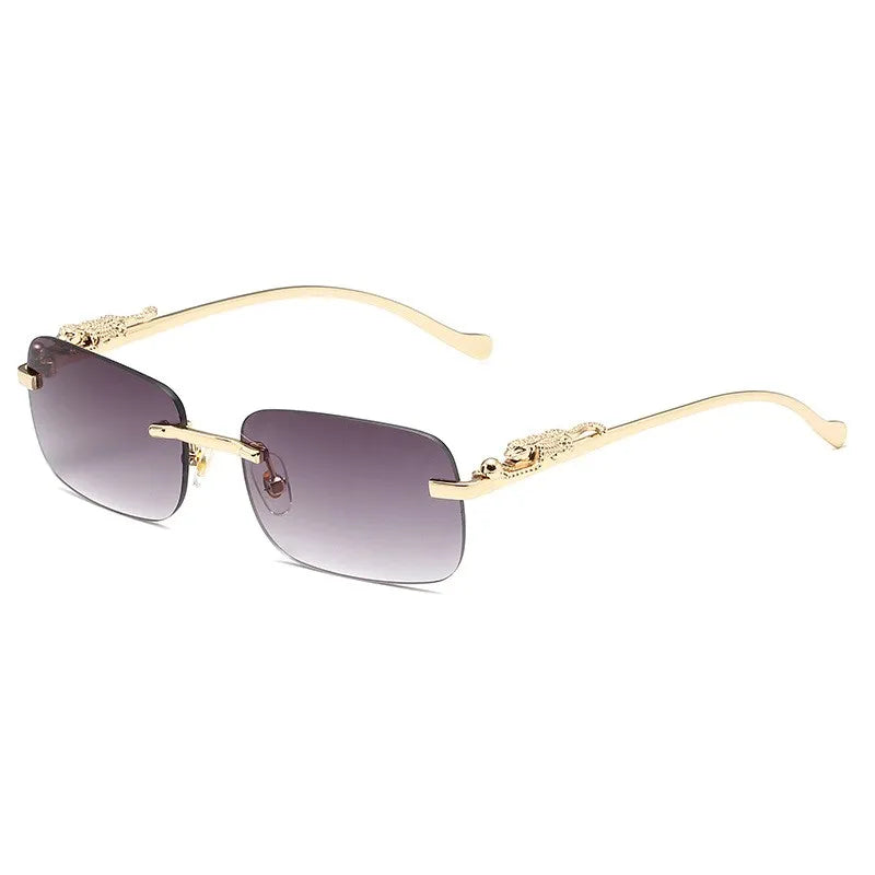 Women's Alloy Frame Rectangle Shape Luxury UV Shades Sunglasses