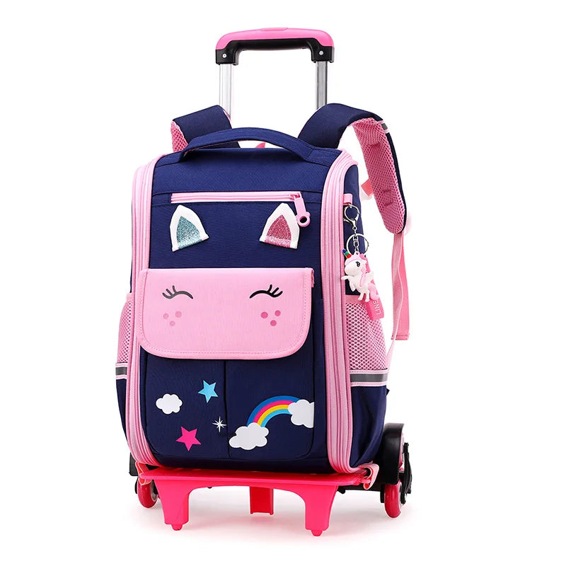 Kid's Nylon Zipper Closure Mixed Colors Pattern School Backpack