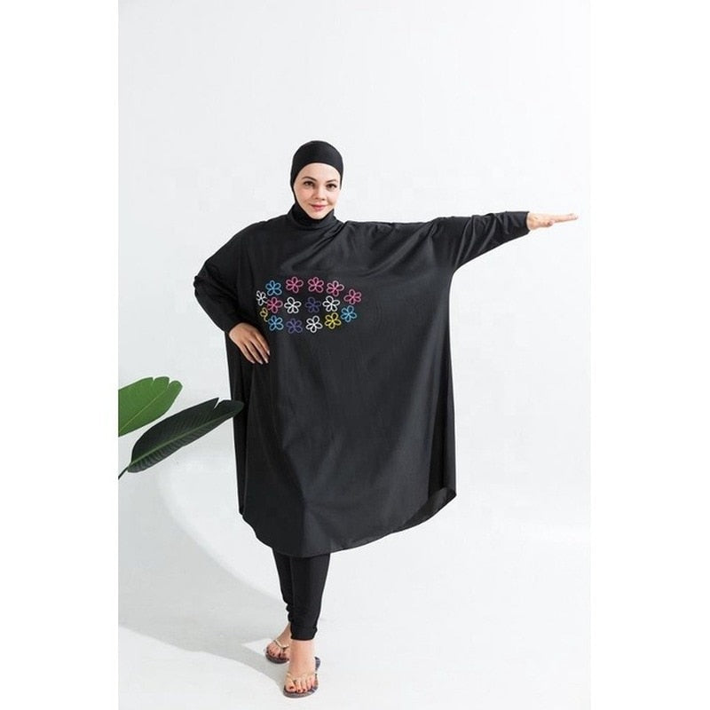 Women's Arabian Nylon Full Sleeves Printed Swimwear Trendy Dress