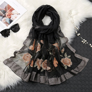 Women's Arabian Polyester Quick-Dry Floral Pattern Luxury Scarfs