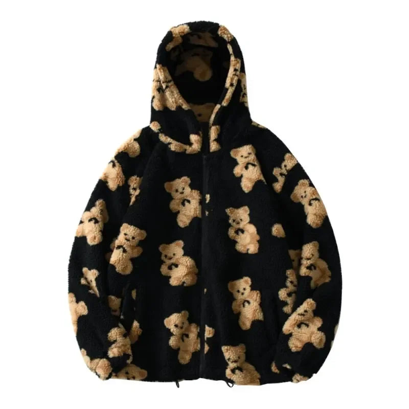 Women's Polyester Long Sleeves Printed Pattern Hooded Jacket