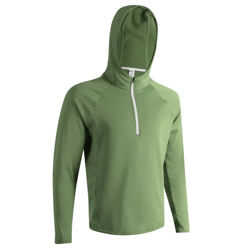 Men's Microfiber Full Sleeves Solid Pattern Hooded Workout Jacket