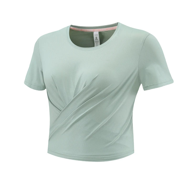 Women's Polyester O-Neck Short Sleeve Breathable Yoga Workout Top