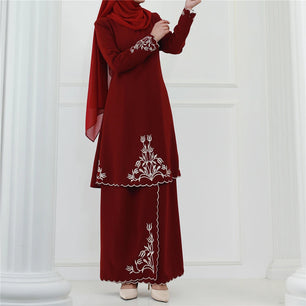 Women's Arabian O-Neck Polyester Full Sleeve Casual Wear Dress