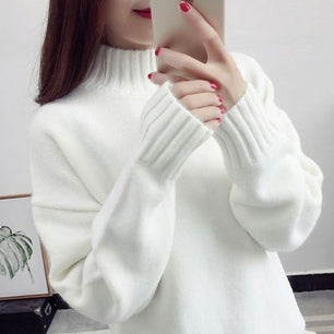 Women's Mock Neck Acrylic Full Sleeves Casual Wear Pullover Sweater