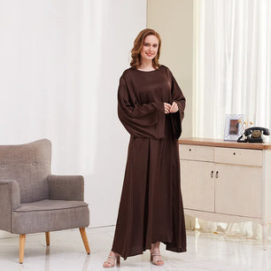 Women's Arabian Polyester Full Sleeves Solid Pattern Dresses