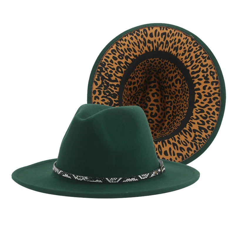 Women's Polyester Leopard Pattern Trendy Sun Protection Brim Hat