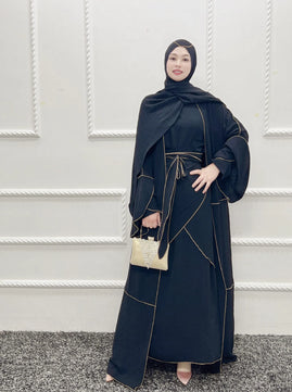 Women's Arabian Polyester Full Sleeve Solid Pattern Casual Abaya