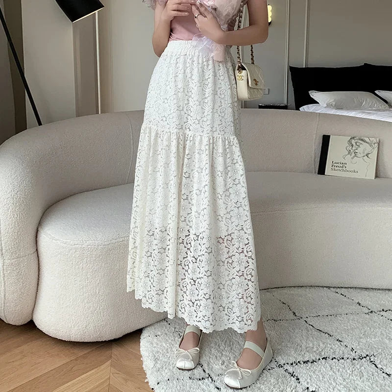 Women's Polyester Elastic High Waist Pleated Pattern Casual Skirts