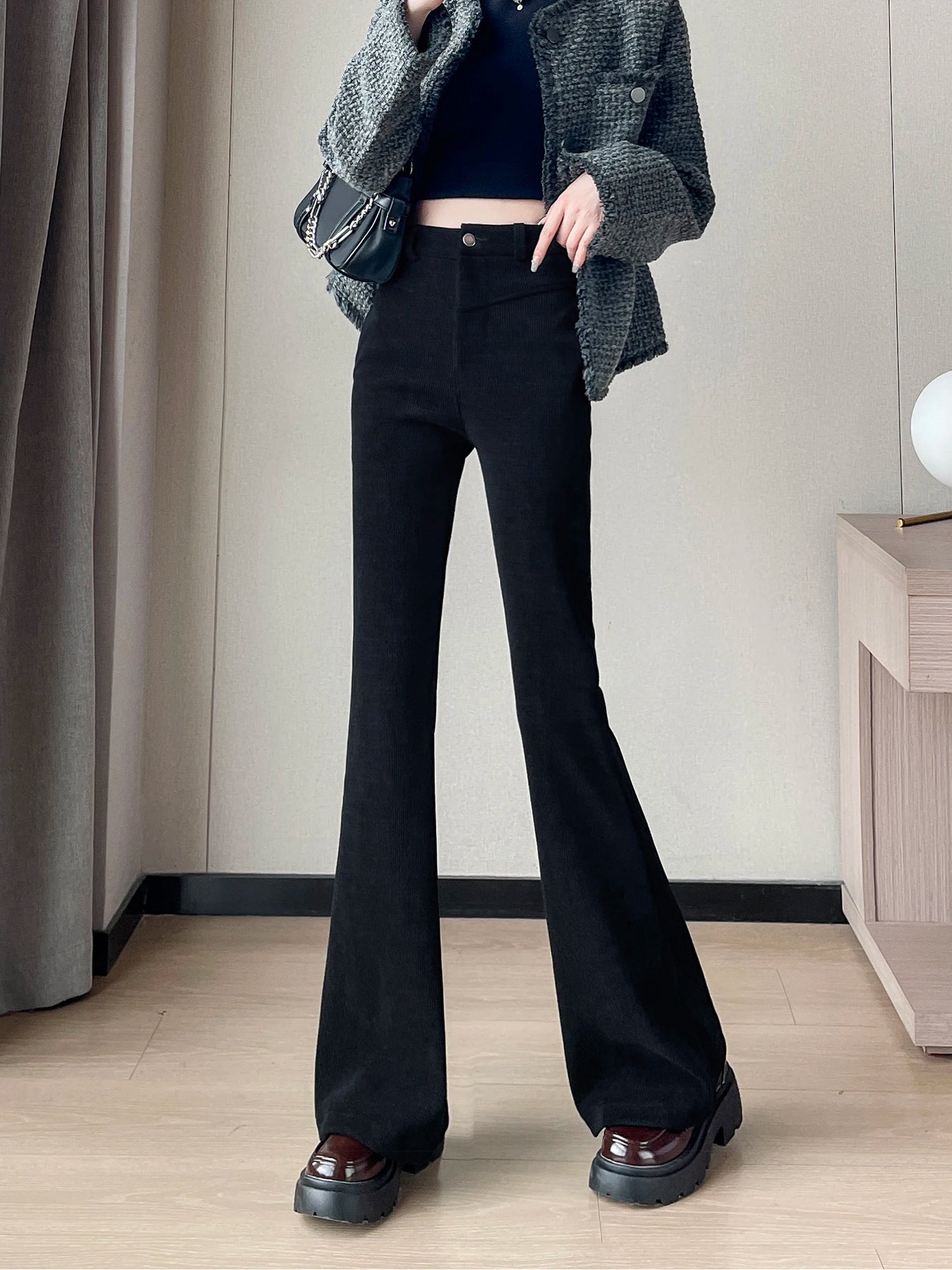 Women's Cotton High Waist Elastic Closure Casual Wear Trousers