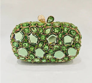 Women's Metallic Hasp Closure Rhinestone Bridal Wedding Clutch