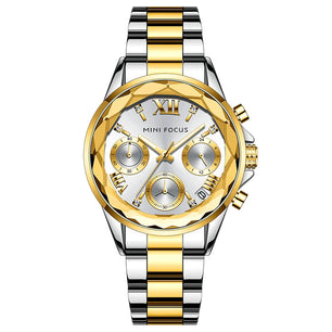 Women's Stainless Steel Round Shaped Waterproof Luxury Watch