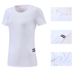 Women's Nylon Short Sleeves Solid Pattern Yoga Fitness Sport Tops