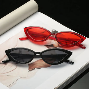 Women's Plastic Frame Lens Cat Eye Shaped Trendy Sunglasses