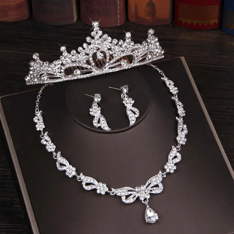 Women's Zinc Alloy Rhinestone Butterfly Bridal Crown Jewelry Sets