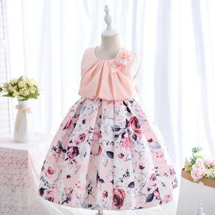 Baby Girl's Polyester Sleeveless Printed Pattern Princess Dress