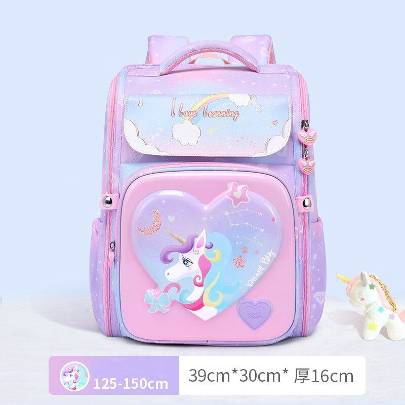 Kid's Girl Polyester Zipper Closure Cartoon Pattern School Backpack