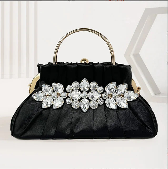 Women's Metallic Hasp Closure Rhinestone Pattern Large Tote Bag