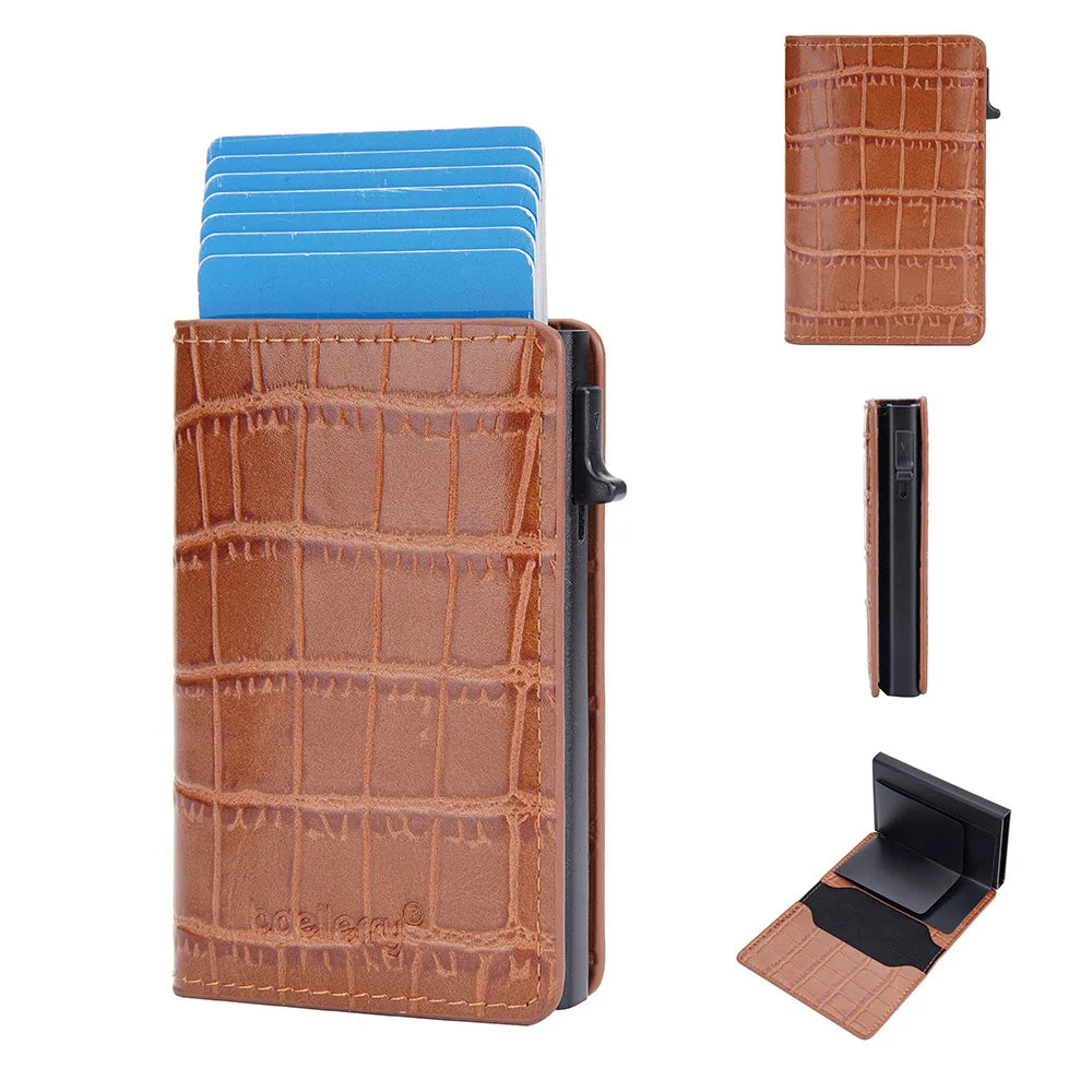 Men's PU Leather Crocodile Pattern Card Holder Trendy Wallets