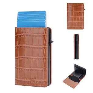 Men's PU Leather Crocodile Pattern Card Holder Trendy Wallets