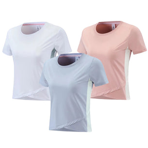 Women's Nylon O-Neck Short Sleeve Breathable Yoga Workout Top