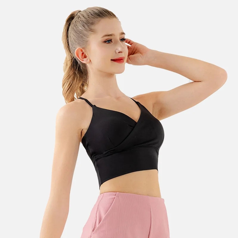 Women's Nylon Sleeveless Padded Fitness Yoga Workout Crop Top