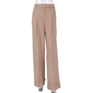 Women's Cotton High Waist Zipper Fly Closure Casual Trousers