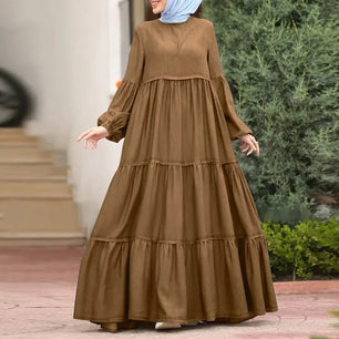 Women's Arabian Polyester Full Sleeve Solid Pattern Casual Dress