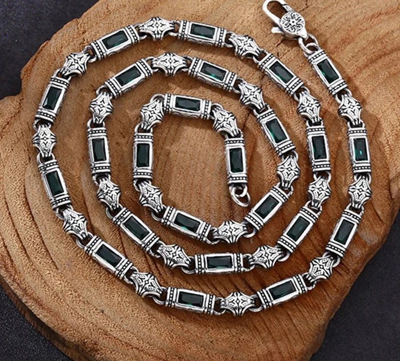 Men's 100% 925 Sterling Silver Link Chain Geometric Necklace