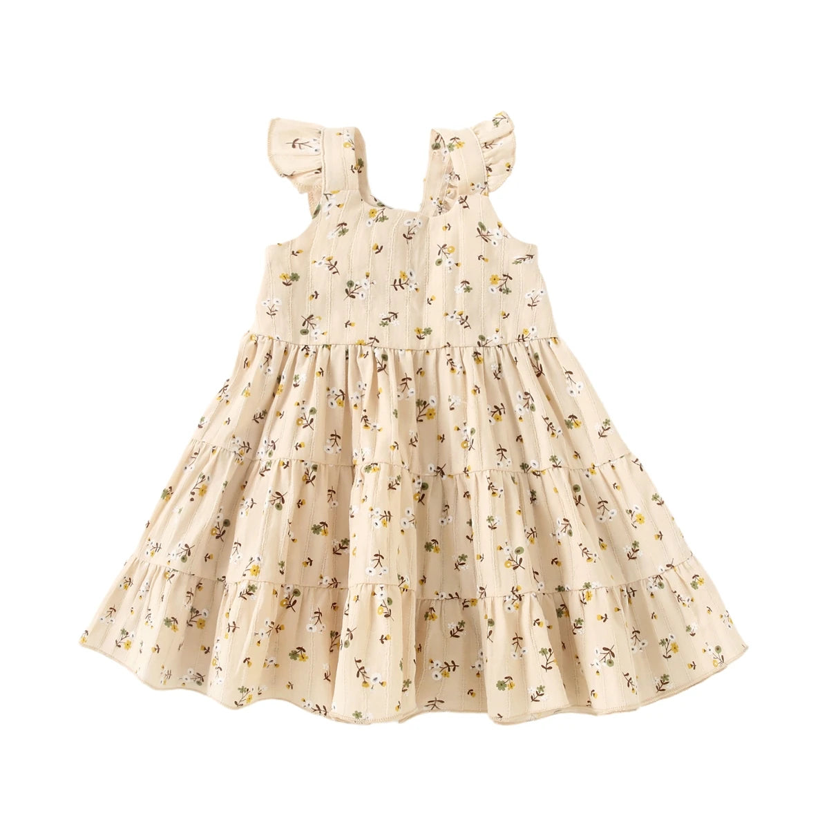 Kid's Girl Cotton Sleeveless Floral Pattern Trendy Princess Dress