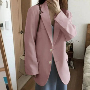 Women's Notched Polyester Full Sleeve Single Breasted Solid Blazer