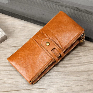 Men's Genuine Leather Hasp Closure Solid Pattern Trendy Wallets