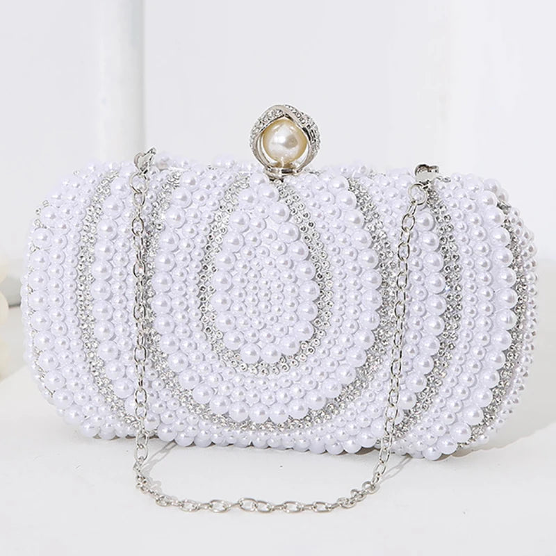 Women's Polyester Hasp Closure Pearl Pattern Vintage Clutch