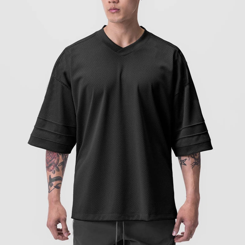 Men's Polyester Short Sleeve Pullover Closure Sportswear T-Shirt