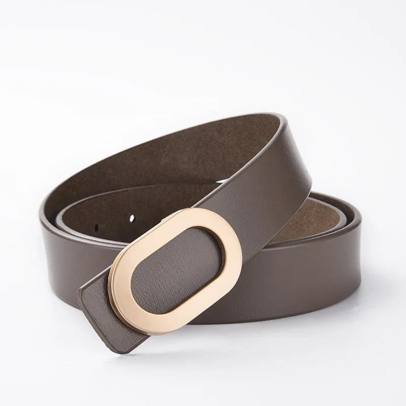 Women's Split Leather Adjustable Buckle Closure Casual Belts