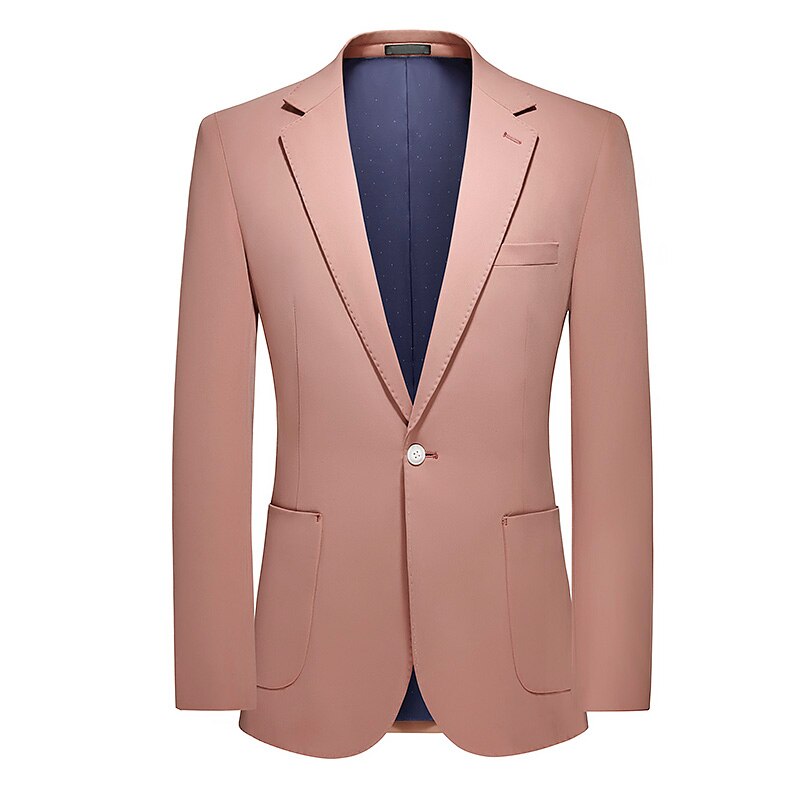 Men's Polyester Full Sleeves Single Button Solid Pattern Blazer