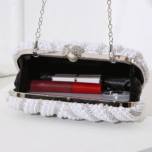 Women's Polyester Hasp Closure Pearl Pattern Vintage Clutch