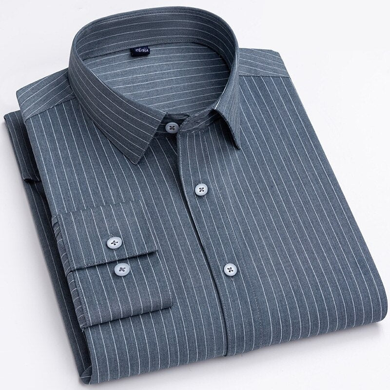 Men's Bamboo Fiber Turn-Down Collar Single Breasted Formal Shirt