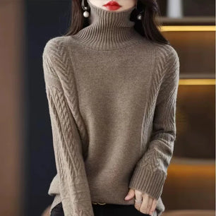 Women's Acrylic Turtleneck Full Sleeves Solid Pattern Sweater