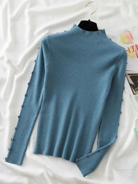 Women's Acrylic Turtleneck Full Sleeve Solid Pattern Sweater