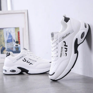 Men's Synthetic Round Toe Lace-Up Closure Running Sport Sneakers