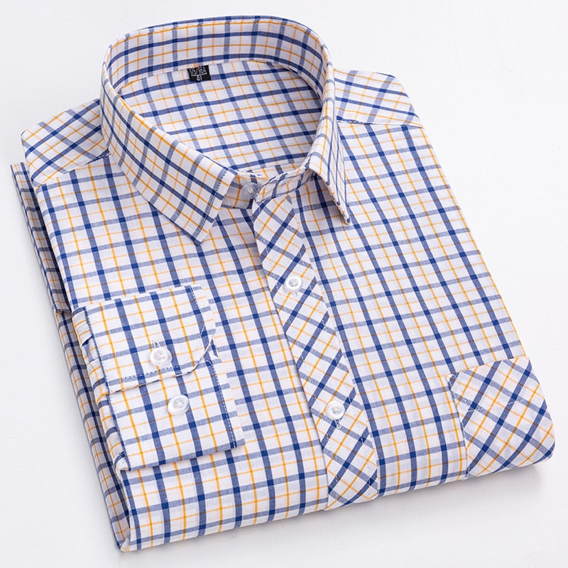 Men's Cotton Turn-Down Collar Single Breasted Formal Wear Shirt